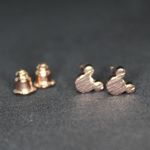 Tiny Rose Gold-tone Mickey Mouse Stud Earrings